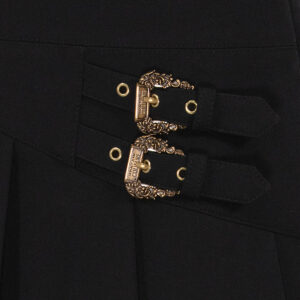 79HAE801-N0356_899-02 Mini Μαύρη Πλισέ Φούστα Με Αγκράφες VERSACE JEANS COUTURE