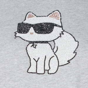 A3W17110_257-02 Γκρι T-Shirt Με Choupette Στρας KARL LAGERFELD