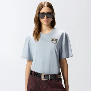 105526A33F_E87-mdl1 Strepitoso Γαλάζιο T-Shirt Με Logo Στρας pinko