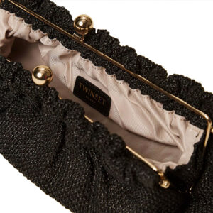 261TD8280_00006-02 Μαύρη Ψάθινη Τσάντα TWINSET
