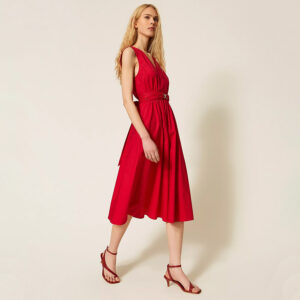 261TT2161_03725-mdl2 Midi Κόκκινο Φόρεμα Cocktail TWINSET
