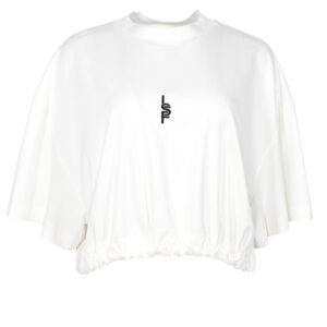 2684008_WHT-00 Tsarka Άσπρο Κροπ T-Shirt LESS SONDER FEELING