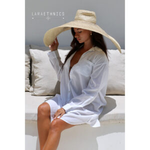 LE261FAMARA_2334-mdl3 Famara Blanc Άσπρη Πουκαμίσα LARA ETHNICS