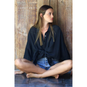 LE261GRAZIELLA_1789-mdl2 Graziella Black Μαύρο Πουκάμισο LARA ETHNICS