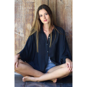 LE261GRAZIELLA_1789-mdl3 Graziella Black Μαύρο Πουκάμισο LARA ETHNICS