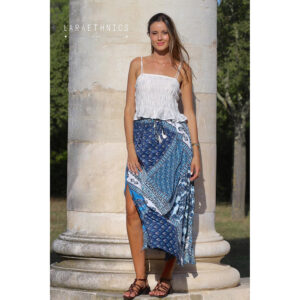 LE261SALOME_3208-mdl1 Salome Camargue Blue Maxi Μπλε Φούστα LARA ETHNICS
