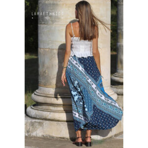 LE261SALOME_3208-mdl3 Salome Camargue Blue Maxi Μπλε Φούστα LARA ETHNICS