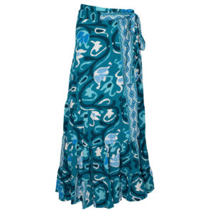 LE261SANOJA_3207-00 Sanoja Azteque Turquoise Maxi Μπλε Κρουαζέ Φόύστα LARA ETHNICS