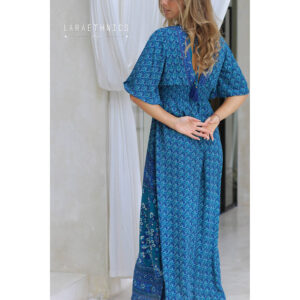 LE261SERAPHINE_3227-mdl3 Seraphine Rhapsodie Turquoise Maxi Μπλε Φόρεμα LARA ETHNICS