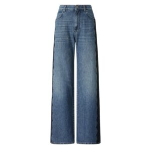 Γυναικείο Παντελόνι wide-leg με δαντέλα Wanda Wide leg Μπλε Pinko