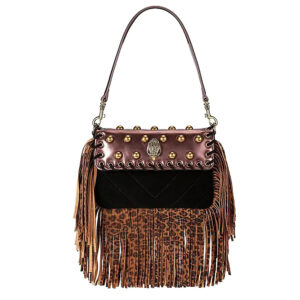 Γυναικεία Τσάντα Καφέ με κρόσσια leopard Kurt Geiger
