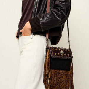 Γυναικεία Τσάντα Καφέ με κρόσσια leopard Kurt Geiger