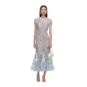 Γυναικείο Φόρεμα pastel floral Midi Μπλε Self Portrait