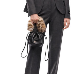 107635A3M8_ZM5Y-mdl1 Pouch Nappa Fur Μαύρο Τσαντάκι pinko