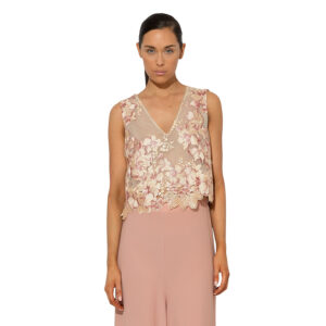 Γυναικείο Top Floral με Applique δαντέλα Μπεζ C-throu