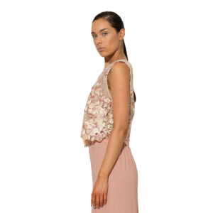 Γυναικείο Top Floral με Applique δαντέλα Μπεζ C-throu