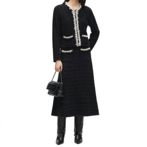 B4W12017_999 & B4W18014_999-mdl2 Μαύρο Πλεκτό Σακάκι KARL LAGERFELD Midi Μαύρη Πλεκτή Φούστα