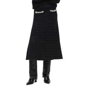 B4W12017_999-mdl1 KARL LAGERFELD Midi Μαύρη Πλεκτή Φούστα