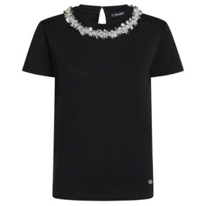 B4W17037_999-00 Μαύρο T-Shirt Με Διακοσμημένο Λαιμό KARL LAGERFELD