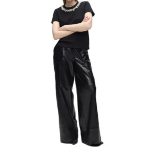 B4W17037_999-mdl2 Μαύρο T-Shirt Με Διακοσμημένο Λαιμό KARL LAGERFELD