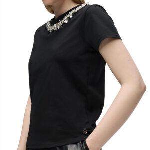 B4W17037_999-mdl3 Μαύρο T-Shirt Με Διακοσμημένο Λαιμό KARL LAGERFELD