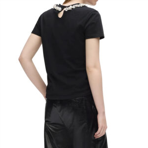 B4W17037_999-mdl4 Μαύρο T-Shirt Με Διακοσμημένο Λαιμό KARL LAGERFELD