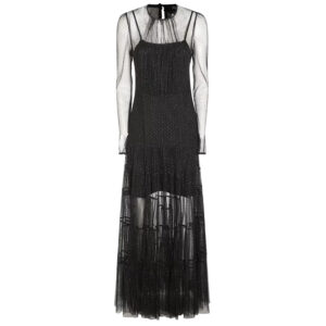 262TT2150_00006-00 Maxi Μαύρο Φόρεμα Τούλι TWINSET