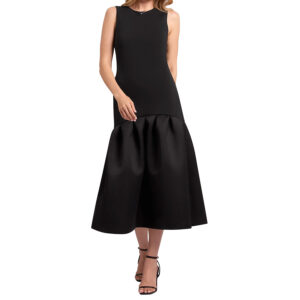 285238_BLK-mdl1 Lylora Midi Μαύρο Φόρεμα Με Σατέν Φούστα TED BAKER