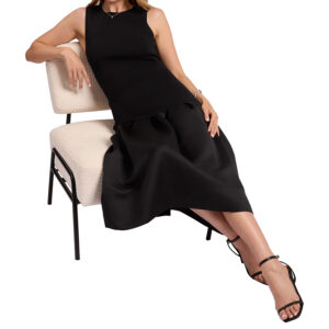 285238_BLK-mdl2 Lylora Midi Μαύρο Φόρεμα Με Σατέν Φούστα TED BAKER