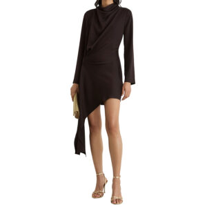 29151564_BRW-mdl1 Bethany Mini Καφέ Ασύμμετρο Φόρεμα REISS